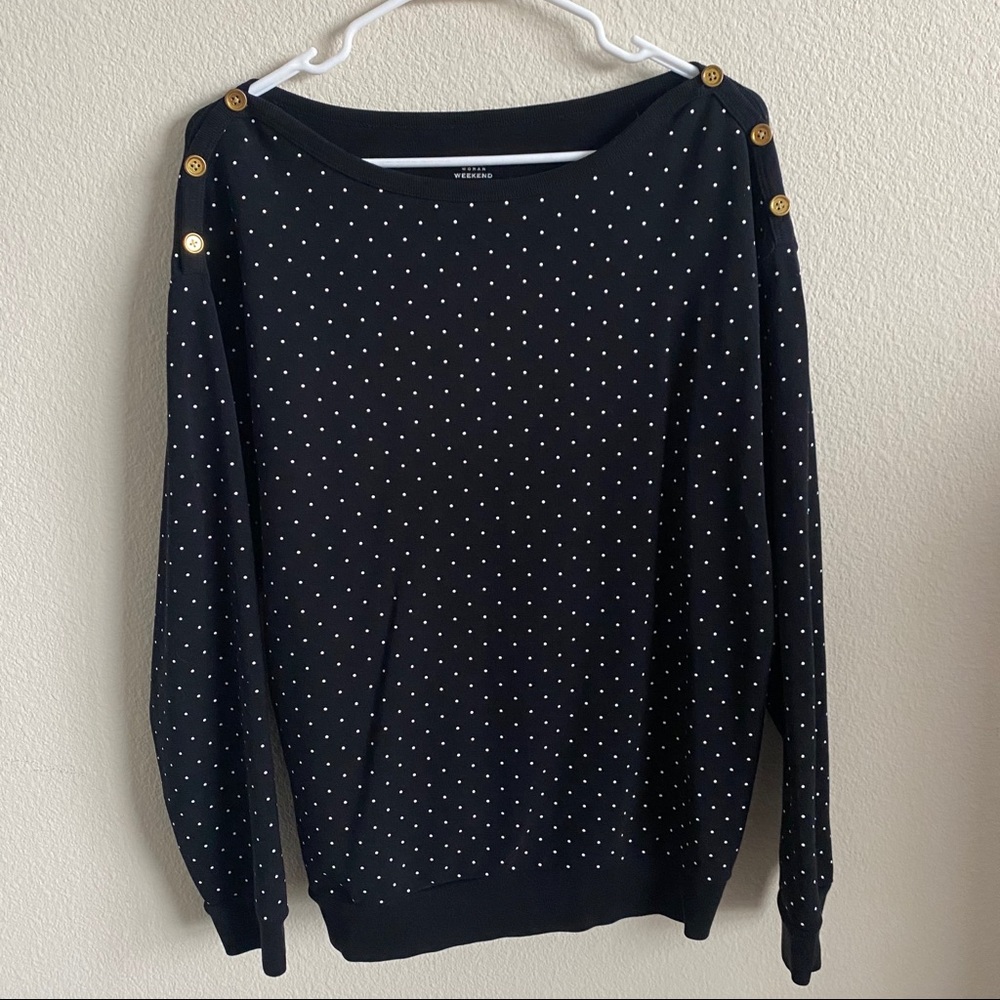 🖤Like New🤍 Charter Club spotted sweater blouse